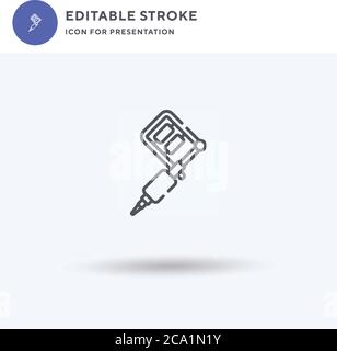 Tattoo Machine icon vector, filled flat sign, solid pictogram isolated on white, logo illustration. Tattoo Machine icon for presentation. Stock Vector