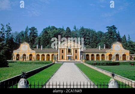 Villa Barbaro, also known as Villa di Maser, designed by Andrea Palladio in the 1550s is located in the Veneto region of Northern Italy. Stock Photo