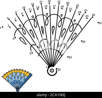 Numbers game, education dot to dot game for children, Fan Stock Vector
