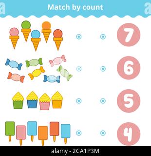 How many counting game with ice cream for kids, educational maths task ...