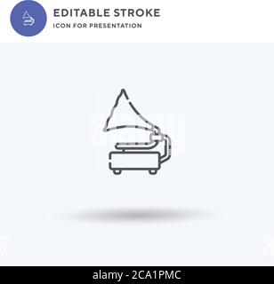 Gramophone icon vector, filled flat sign, solid pictogram isolated on white, logo illustration. Gramophone icon for presentation. Stock Vector