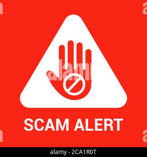 fraud warning. hand gesture of a stopping user from hackers. flat vector illustration. Stock Vector