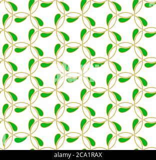 Floral Golden and Green Seamless Vector Pattern Stock Vector