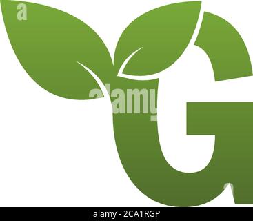 Letter G With green Leaf Symbol Logo Template Stock Vector