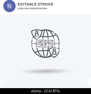 Gdpr icon vector, filled flat sign, solid pictogram isolated on white, logo illustration. Gdpr icon for presentation. Stock Vector