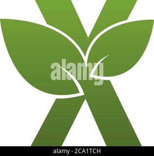 Letter X With green Leaf Symbol Logo Template Stock Vector
