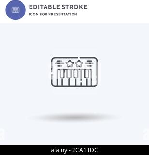 Piano Keyboard icon vector, filled flat sign, solid pictogram isolated on white, logo illustration. Piano Keyboard icon for presentation. Stock Vector