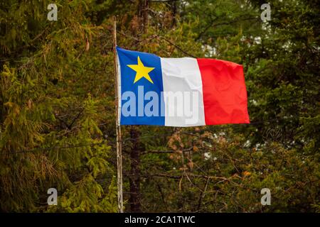 Acadian flag, Shippagan, New Brunswick NB, Canada Stock Photo