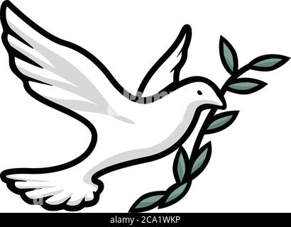 Dove with Olive Branch Isolated Vector Illustration Stock Vector