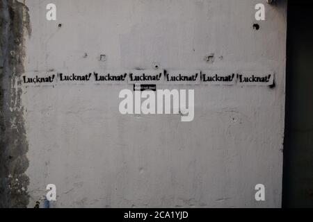 Vandalism on public wall. Stock Photo