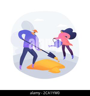 Cultivating the soil abstract concept vector illustration. Stock Vector