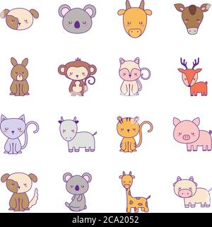 Cute cat cartoon line and fill style icon design, Kawaii animal zoo life  nature and character theme Vector illustration Stock Vector Image & Art -  Alamy