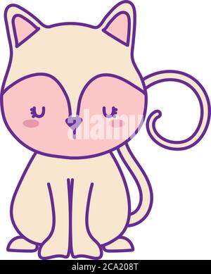Cute cat cartoon line and fill style icon design, Kawaii animal zoo life  nature and character theme Vector illustration Stock Vector Image & Art -  Alamy