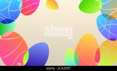 Background of multicolor Easter eggs on beige color Stock Vector
