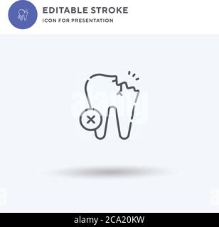 Cracked icon vector, filled flat sign, solid pictogram isolated on white, logo illustration. Cracked icon for presentation. Stock Vector