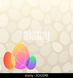 Easter background with eggs on beige color Stock Vector