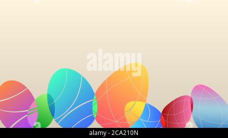 Background of multicolor Easter eggs on beige color Stock Vector