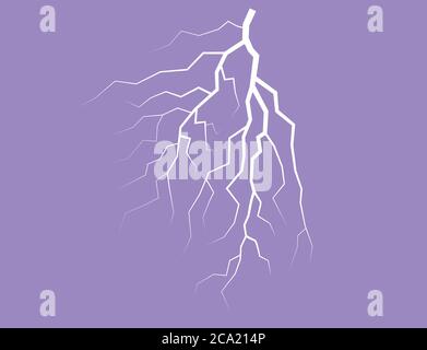 Silhouette Of A Thunder Lightning On A Lilac Background Stock Vector