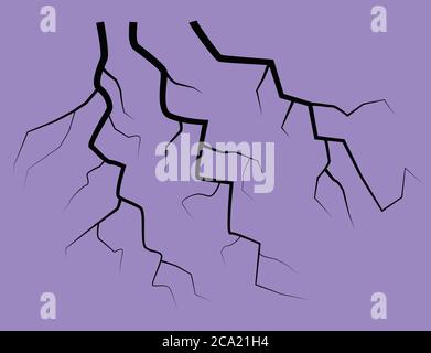 Silhouette Of A Thunder Lightning On A Lilac Background Stock Vector
