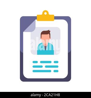 photo and dossier of a person on paper. flat vector illustration. Stock Vector