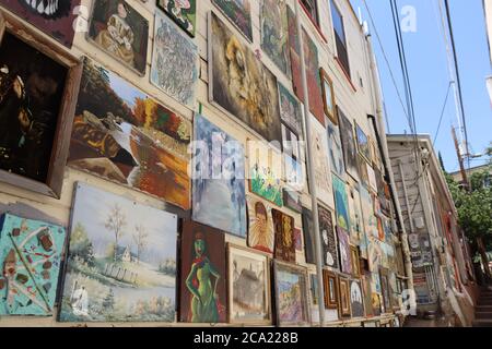 Art Alley in the old, eclectic mining town, Bisbee, Arizona. Stock Photo