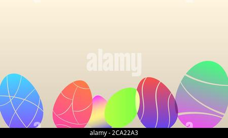 Background of multicolor Easter eggs on beige color Stock Vector