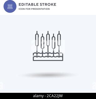 Reeds icon vector, filled flat sign, solid pictogram isolated on white, logo illustration. Reeds icon for presentation. Stock Vector