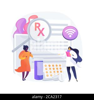 Online prescription system abstract concept vector illustration. Stock Vector