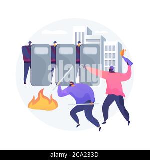 Mass riots abstract concept vector illustration. Stock Vector