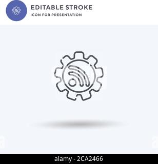 Rss icon vector, filled flat sign, solid pictogram isolated on white, logo illustration. Rss icon for presentation. Stock Vector