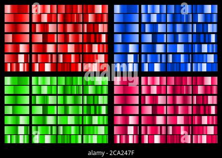 Set of red, green, blue and pink metal gradients Stock Vector