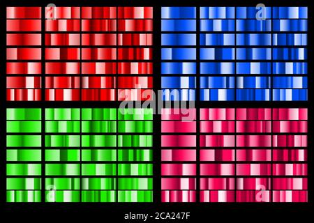 Set of red, green, blue and pink metal gradients Stock Vector