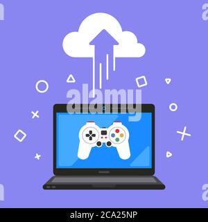 cloud gaming. online game to remove. flat vector illustration Stock Vector