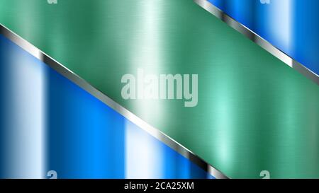 Abstract background with green and blue metal texture with shiny strips Stock Vector