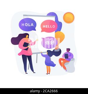 Language learning camp abstract concept vector illustration. Stock Vector