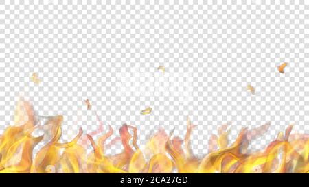 Translucent fire flame with horizontal seamless repeat on transparent background. For used on light backgrounds. Transparency only in vector format Stock Vector