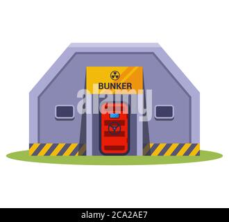 concrete bomb shelter on a white background. hide from nuclear weapons. flat vector illustration. Stock Vector