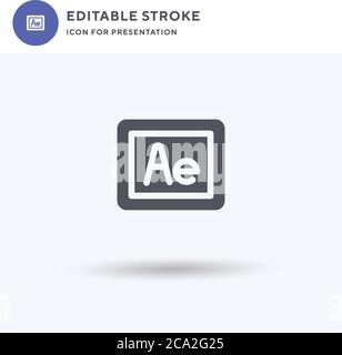 After Effects icon vector, filled flat sign, solid pictogram isolated on white, logo illustration. After Effects icon for presentation. Stock Vector