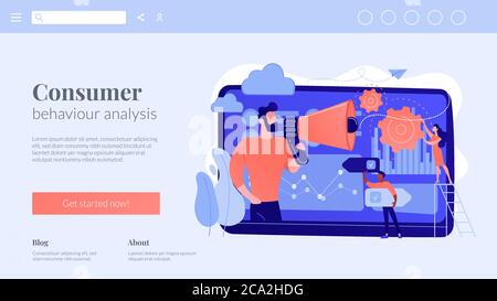 Data driven marketing concept landing page. Stock Vector