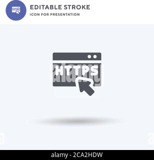 Https icon vector, filled flat sign, solid pictogram isolated on white, logo illustration. Https icon for presentation. Stock Vector