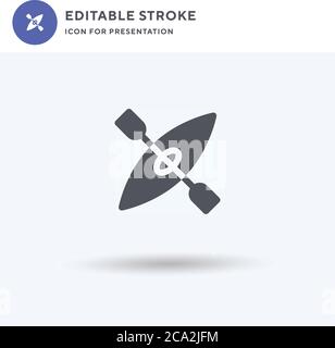 Kayak icon vector, filled flat sign, solid pictogram isolated on white, logo illustration. Kayak icon for presentation. Stock Vector