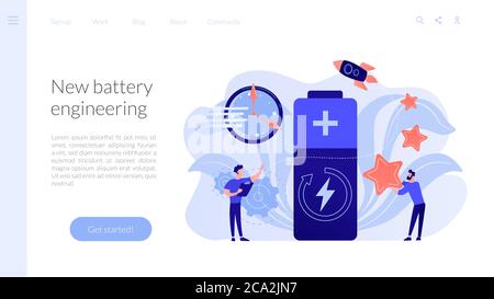 Fast charging technology concept landing page. Stock Vector