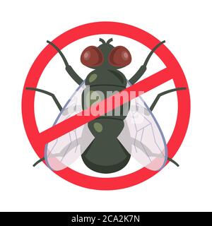 a means of protection against house flies. crossed out symbol. flat vector illustration Stock Vector