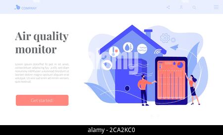 Air quality monitor concept landing page Stock Vector