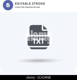 Txt icon vector, filled flat sign, solid pictogram isolated on white, logo illustration. Txt icon for presentation. Stock Vector