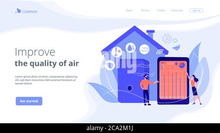 Air quality monitor concept landing page Stock Vector