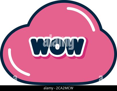 slang bubbles concept, pink cloud with wow word over white background, flat style, vector illustration Stock Vector