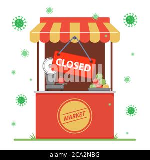 closure of a small business due to the coronavirus pandemic. flat vector illustration. Stock Vector