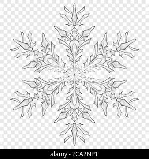 xpBig translucent Christmas snowflake in gray colors on transparent background. Transparency only in vector format Stock Vector