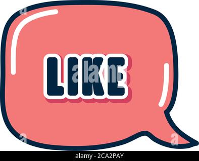 slang bubble concept, pink square bubble with like word over white background, flat style, vector illustration Stock Vector